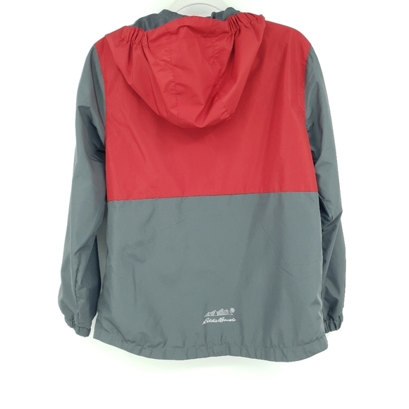 Eddie Bauer Big Kids Large 14/16 Red Grey Windbreaker Jacket Hooded Lightweight - Picture 2 of 11